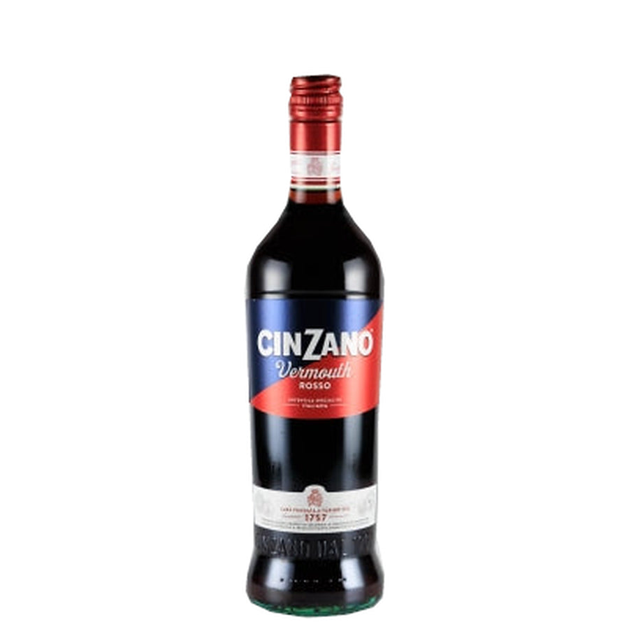 Cinzano Vermouth Rosso 750ml bottle with red cap, front view
