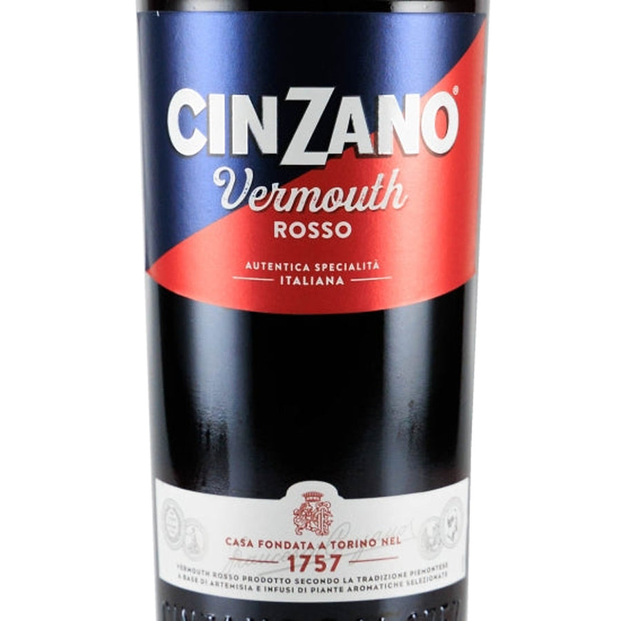 Cinzano Vermouth Rosso front label in red and blue with Torino 1757 emblem