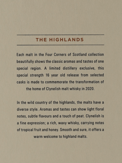 Clynelish 16 Year Old Four Corners of Scotland Collection - Bottle Of Japan