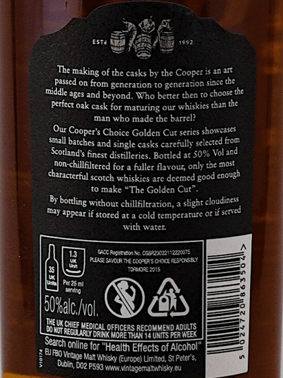 Cooper's Choice Golden Cut Collection Tormore 9 Year Old 2015 - Bottle Of Japan