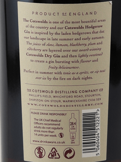 Cotswolds Hedgerow Gin - Bottle Of Japan