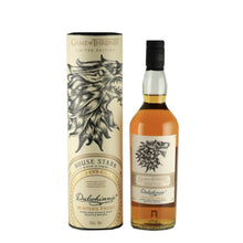 Load image into Gallery viewer, Dalwhinnie Winter's Frost Game of Thrones whisky, bottle and House Stark presentation tube