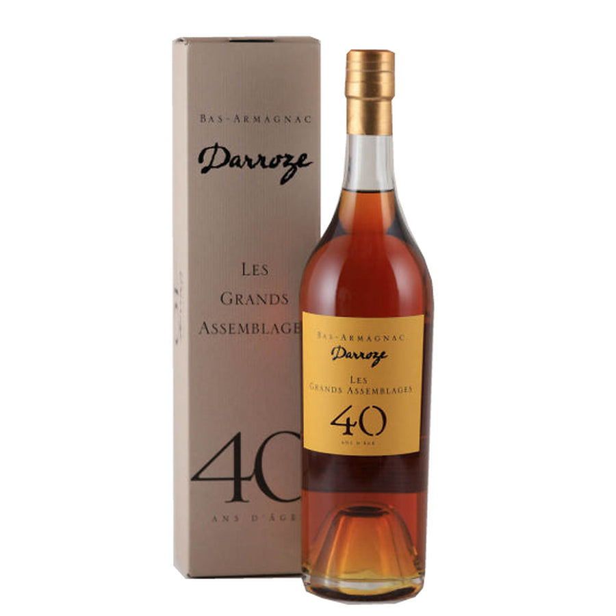 Darroze Les Grands Assemblages 40 Year Old Bas-Armagnac, bottle with presentation box
