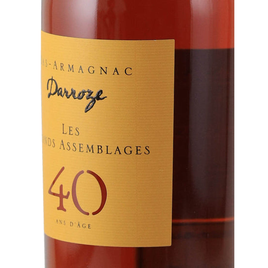 Darroze Les Grands Assemblages 40 Year Old Bas-Armagnac, right angle of the front label