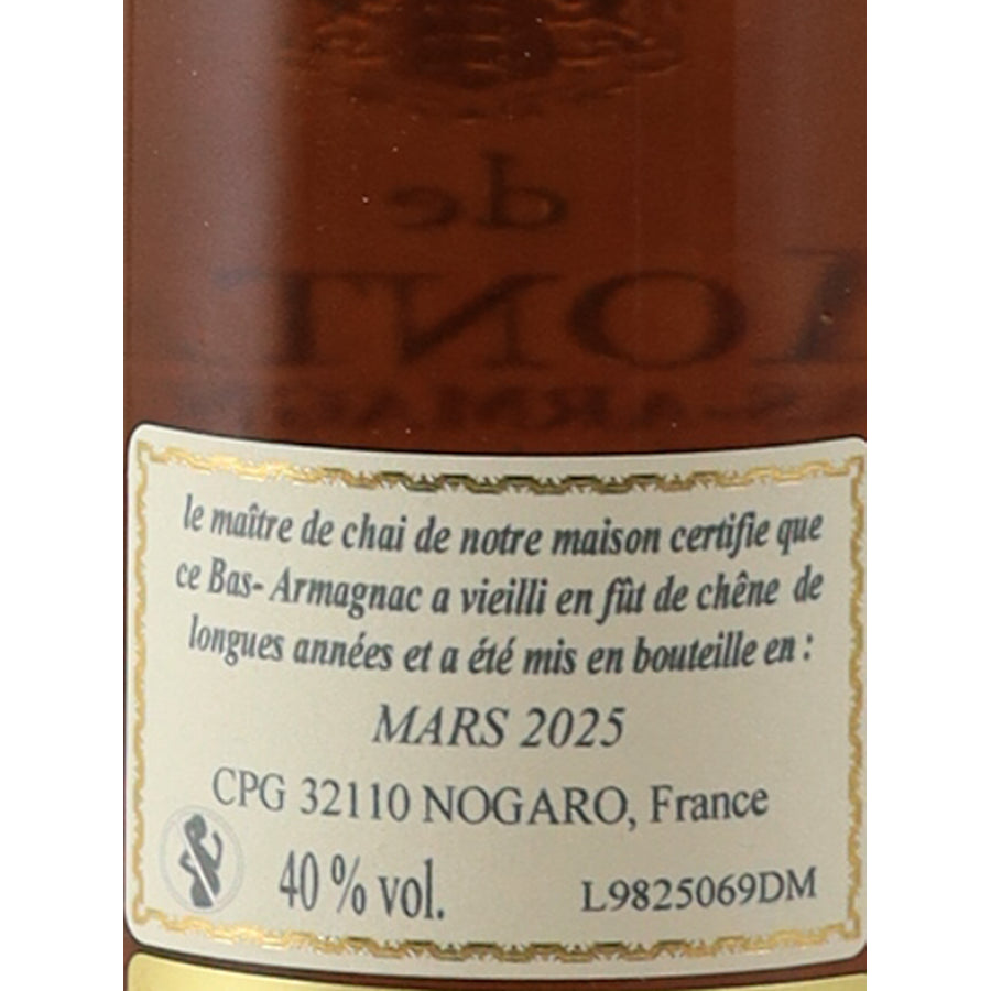 De Montal 1998/2025 Armagnac 200ml - rear bottling date