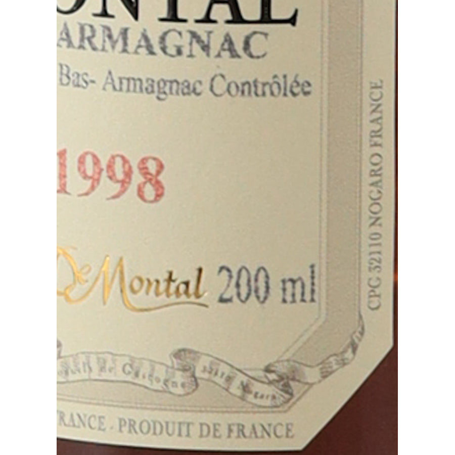 De Montal 1998/2025 Armagnac 200ml - volume and origin detail
