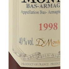 Load image into Gallery viewer, De Montal 1998/2025 Armagnac 200ml - year and alcohol detail