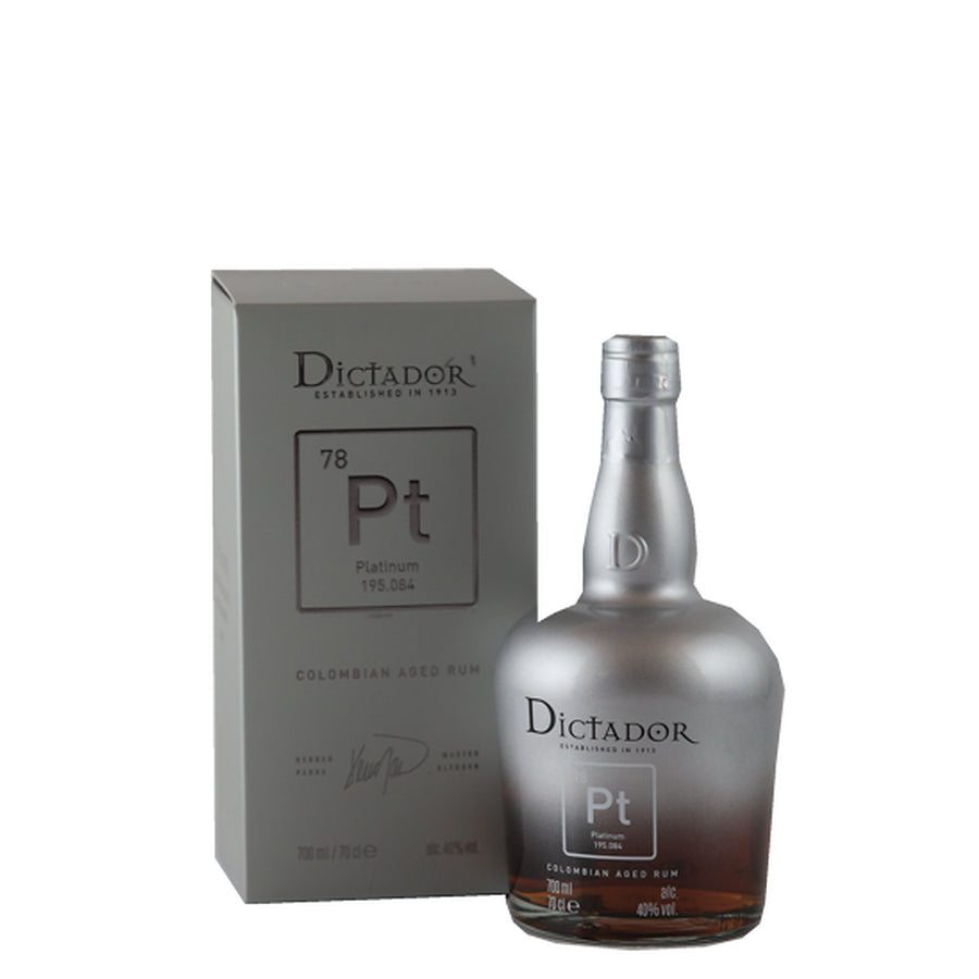 Dictador Platinum Colombian Aged Rum - bottle and box