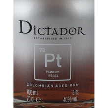 Load image into Gallery viewer, Dictador Platinum Colombian Aged Rum - front label