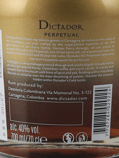 Dictador XO Perpetual Black Cap - Bottle Of Japan