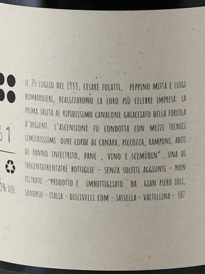 Dislivelli Alpi Retiche Rosso 2022 750ml - Bottle Of Japan