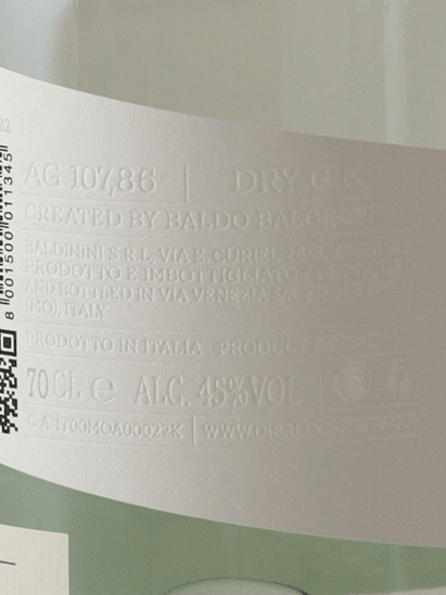 Divaldo AG 107.86 Dry Gin - Bottle Of Japan