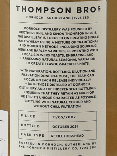 Dornoch Benriach 17 Year Old 2007 - Bottle Of Japan