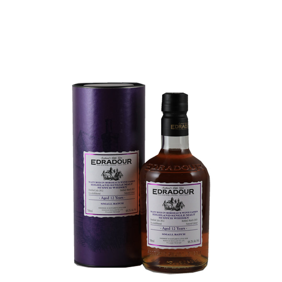 Edradour 12 Year Old 2012 Bordeaux Wine Cask Matured 48.2% - bottle and tube