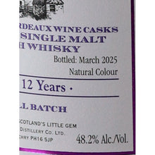 Load image into Gallery viewer, Edradour 12 Year Old 2012 Bordeaux Wine Cask Matured 48.2% - bottling date and abv