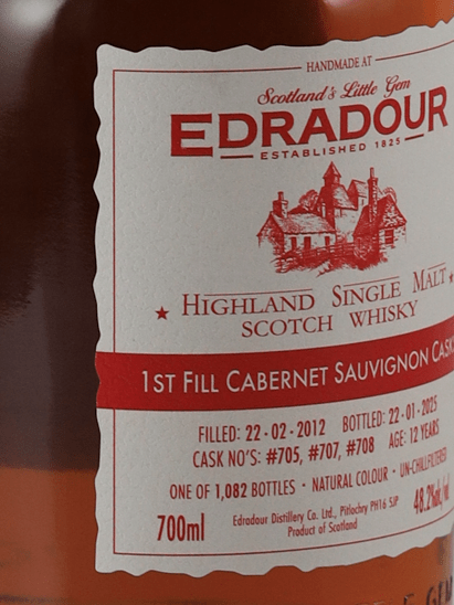 Edradour 12 Year Old 2012 Cabernet Sauvignon Cask - Bottle Of Japan