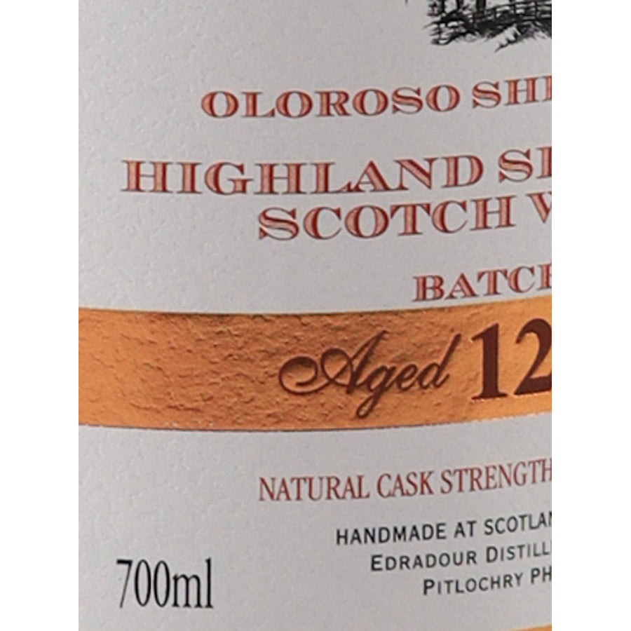 Edradour 12 Year Old 2012 Oloroso Sherry 59% - age and volume label