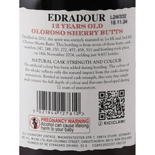 Load image into Gallery viewer, Edradour 12 Year Old 2012 Oloroso Sherry 59% - back label