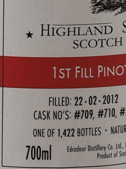 Edradour 12 Year Old 2012 Pinot Noir Cask - Bottle Of Japan