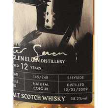 Load image into Gallery viewer, Fable Chapter 7 Glen Elgin 12 Year Old 2009 58.2% 700ml - Distilled 2009 and 58.2% ABV label detail