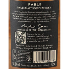 Load image into Gallery viewer, Fable Chapter 7 Glen Elgin 12 Year Old 2009 58.2% 700ml - Chapter Seven back label and barcode