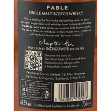 Load image into Gallery viewer, Fable Chapter Ten Inchgower 12 Year Old 2009 61.3% 700ml - back label