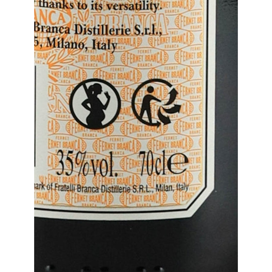 Fernet-Branca 35% bitter liqueur - volume and abv detail