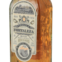 Load image into Gallery viewer, Fortaleza Anejo tequila, right angle of the front label