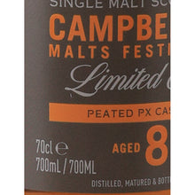Load image into Gallery viewer, Glen Scotia 8 Year Old Campbeltown Malts Festival 2022 700ml - 8 year old peated PX cask finish label detail