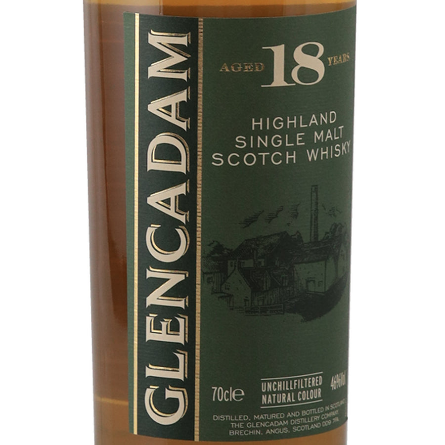 Glencadam 18 Year Old Highland Single Malt Scotch Whisky - front label left angle