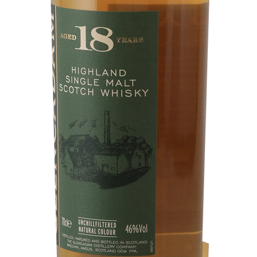 Glencadam 18 Year Old Highland Single Malt Scotch Whisky - front label right angle
