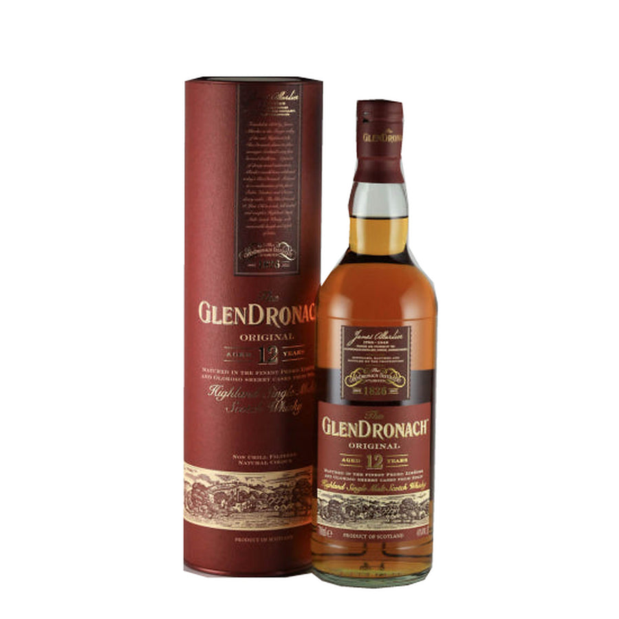 Glendronach 12 Year Old Non-Chill Filtered Single Malt Scotch Whisky 43% 700ml - bottle and presentation tube