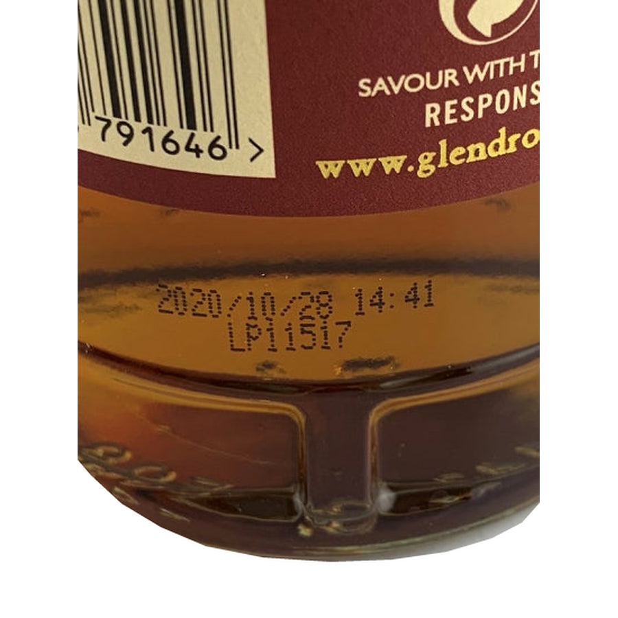 Glendronach 12 Year Old Non-Chill Filtered Single Malt Scotch Whisky 43% 700ml - bottle lot code detail