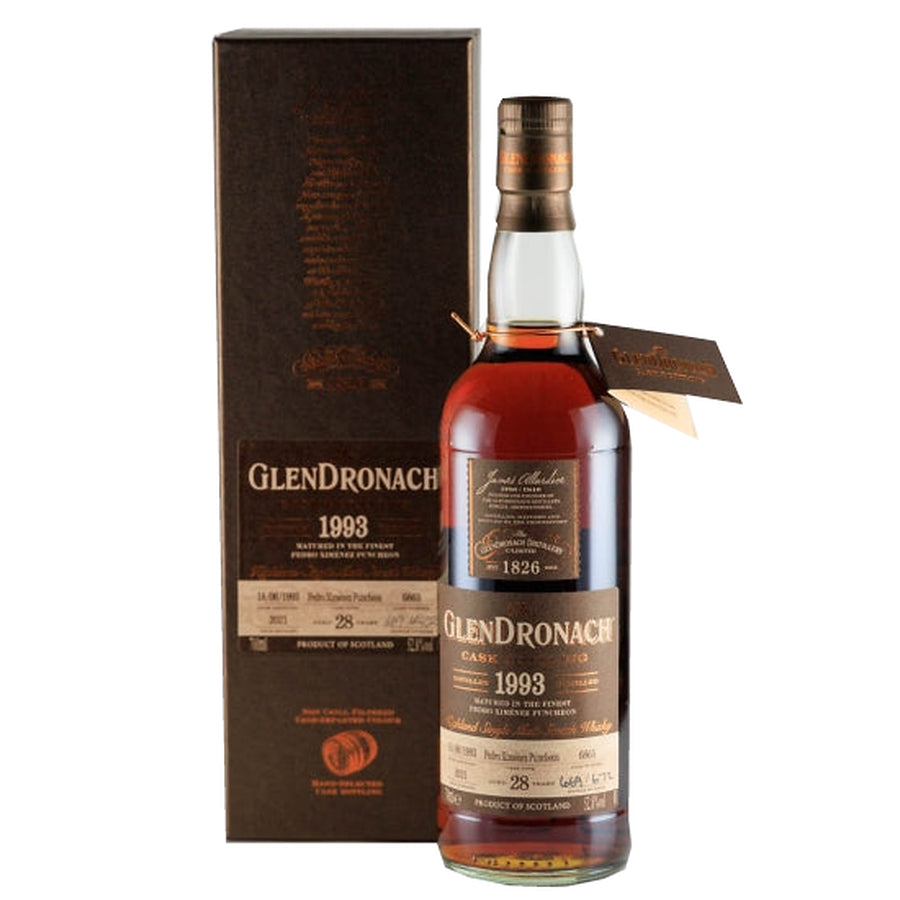 Glendronach 28 Year Old 1993 Cask 6865 52.8% 700ml - Bottle with presentation box and hanging tag