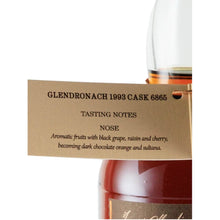 Load image into Gallery viewer, Glendronach 28 Year Old 1993 Cask 6865 52.8% 700ml - Hanging tag with nose tasting notes