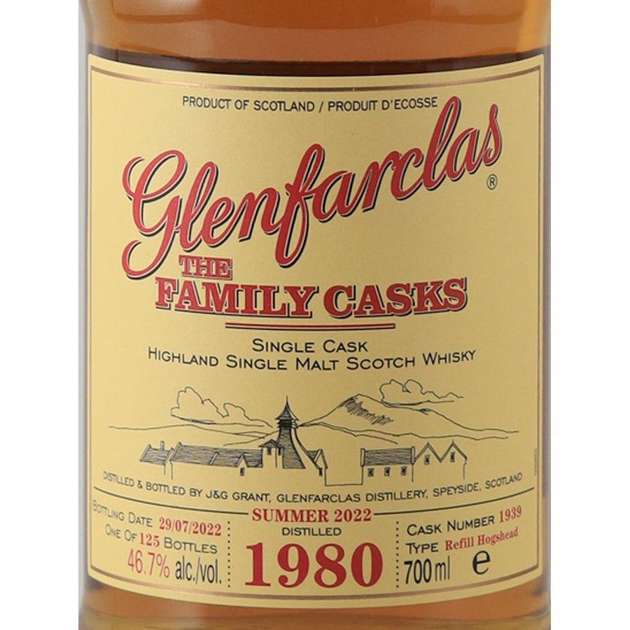 Glenfarclas Family Casks 1980/2022 46.7% Single Malt Scotch Whisky - front label
