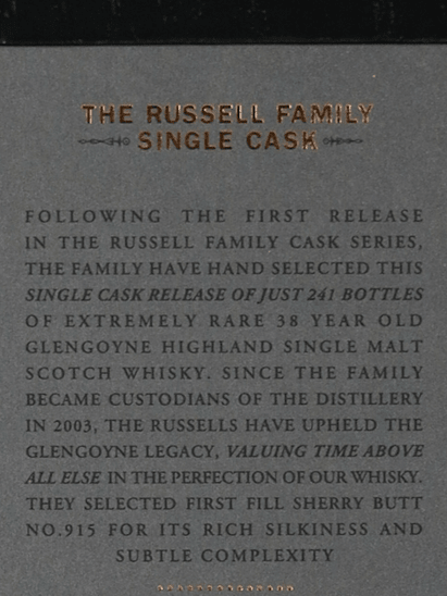 Glengoyne 38 Year Old Russell Family Cask - Bottle Of Japan