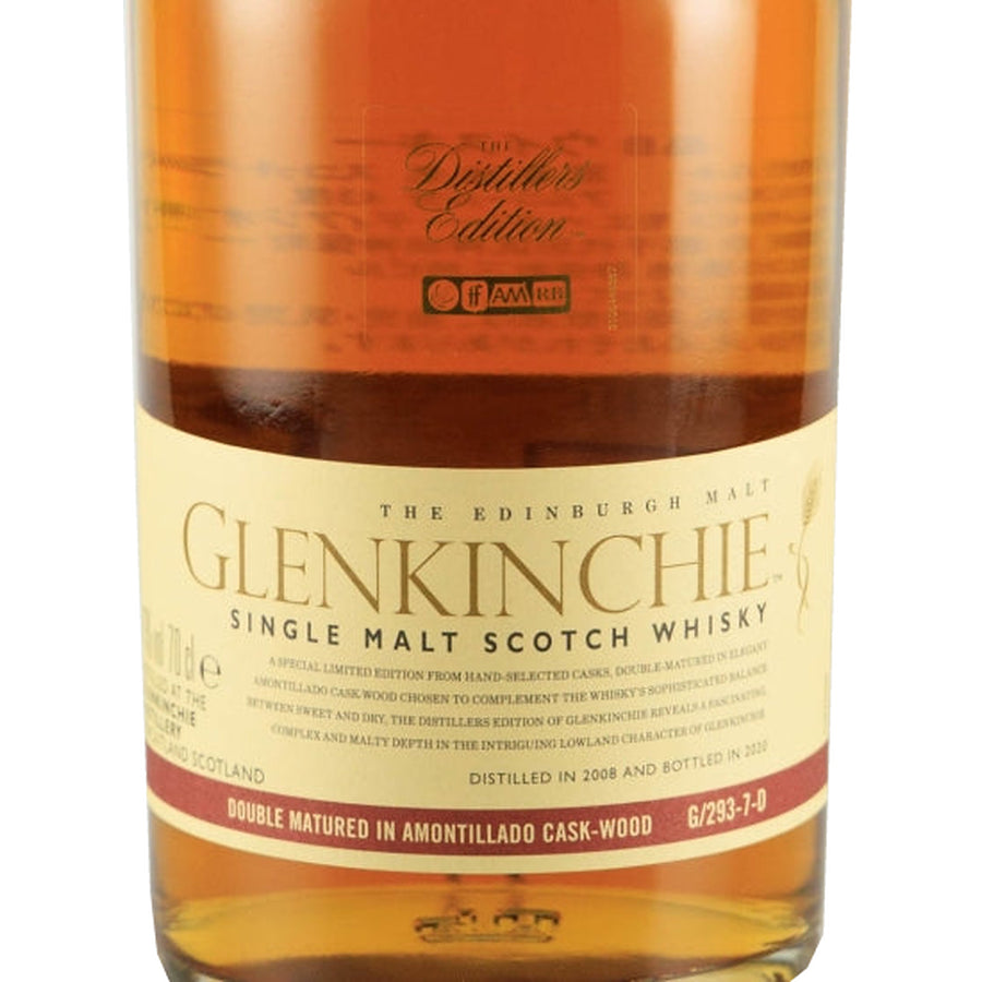Glenkinchie Double Matured 2008/2020 whisky, Distillers Edition front label
