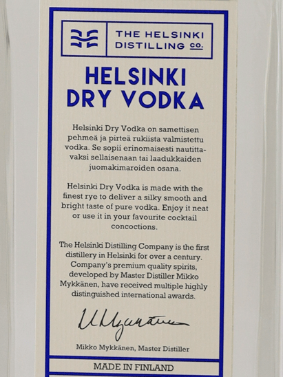 Helsinki Dry Vodka - Bottle Of Japan