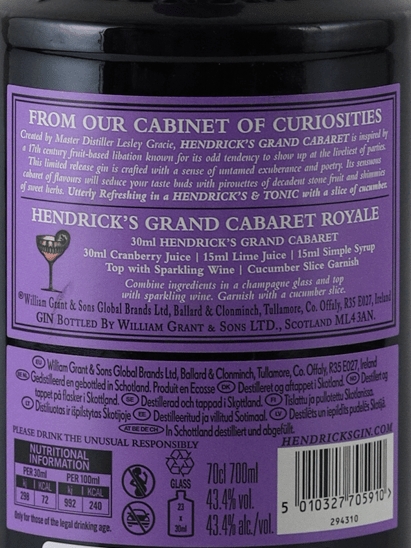 Hendrick's Grand Cabaret Gin - Bottle Of Japan