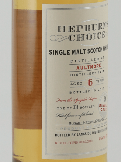 Hepburn's Choice Aultmore 6 Year Old 2010 - Bottle Of Japan