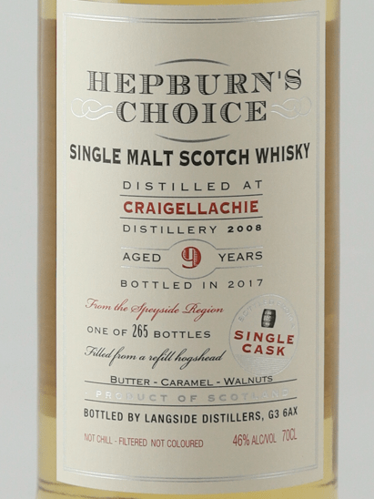 Hepburn's Choice Craigellachie 9 Year Old 2008 - Bottle Of Japan