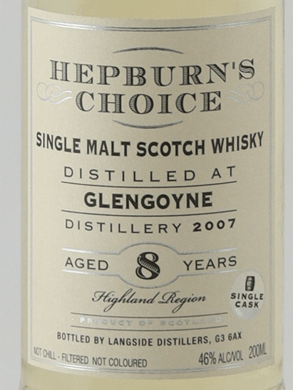 Hepburn's Choice Glengoyne 8 Year Old 2007 200ml - Bottle Of Japan