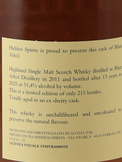 Hidden Spirits Blair Athol 13 Year Old 2011 - Bottle Of Japan