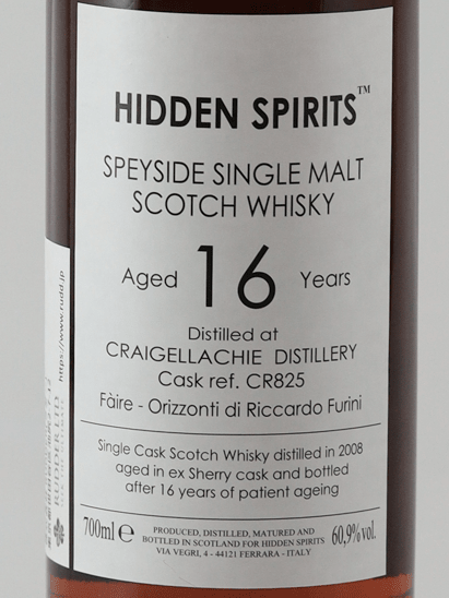 Hidden Spirits Craigellachie 16 Year Old 2008 - Bottle Of Japan
