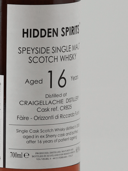 Hidden Spirits Craigellachie 16 Year Old 2008 - Bottle Of Japan