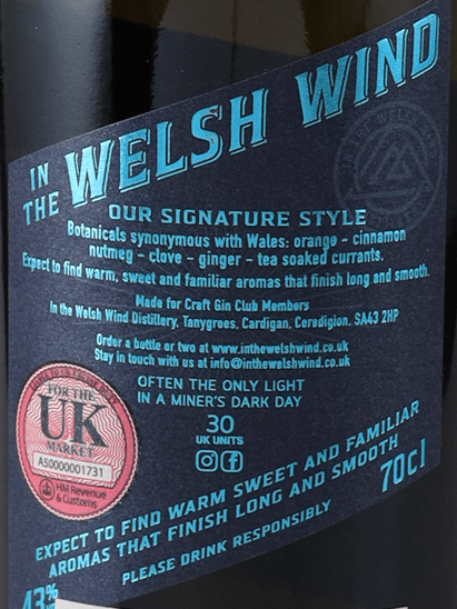 In The Welsh Wind Signature Style Gin - Bottle Of Japan