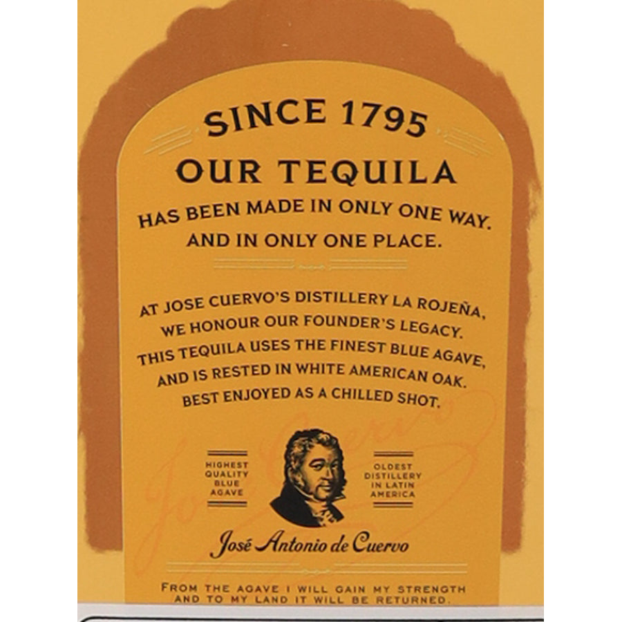 Jose Cuervo Especial Reposado tequila, rear label describing the tequila