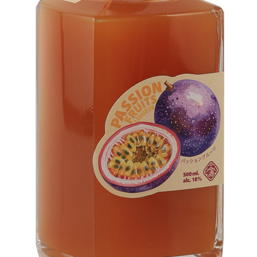 Kanegasaki Passion Fruit Liqueur 500ml - label left angle