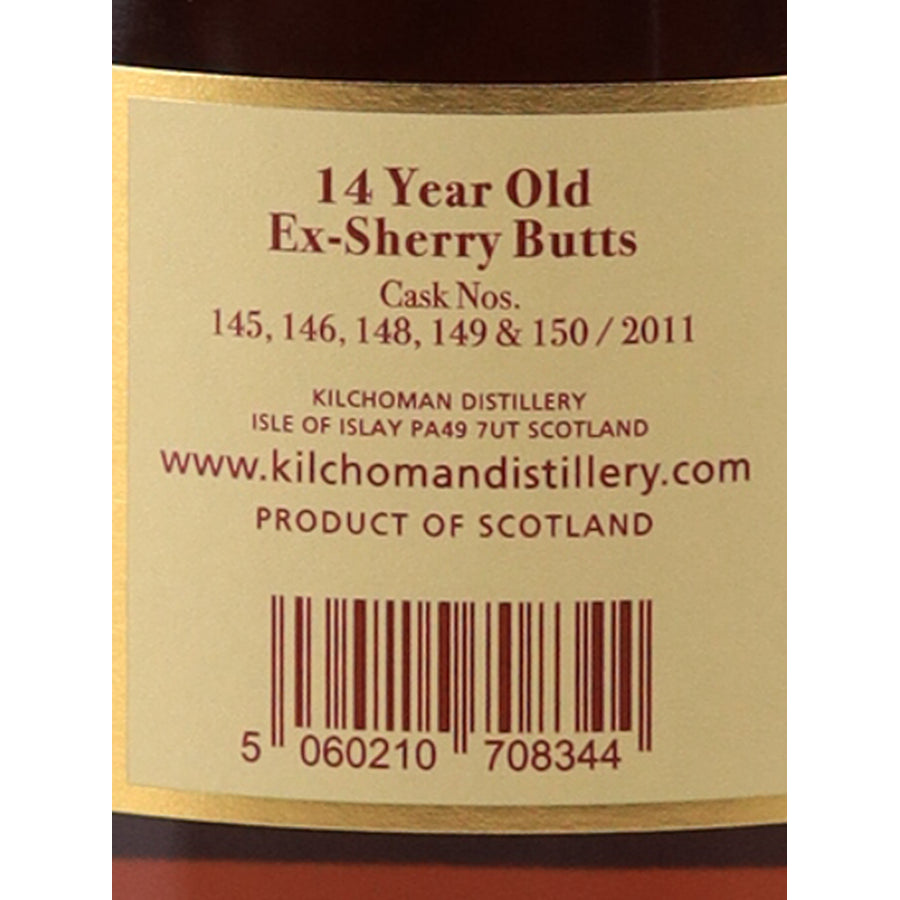 Kilchoman 100% Islay 14 Year Old 2011 20th Anniversary 55% 700ml whisky - back label sherry casks